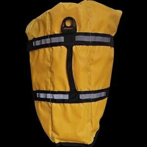 NWoT Yellow Dog Life Jacket with Black Straps fits medium size dog - adjustable
